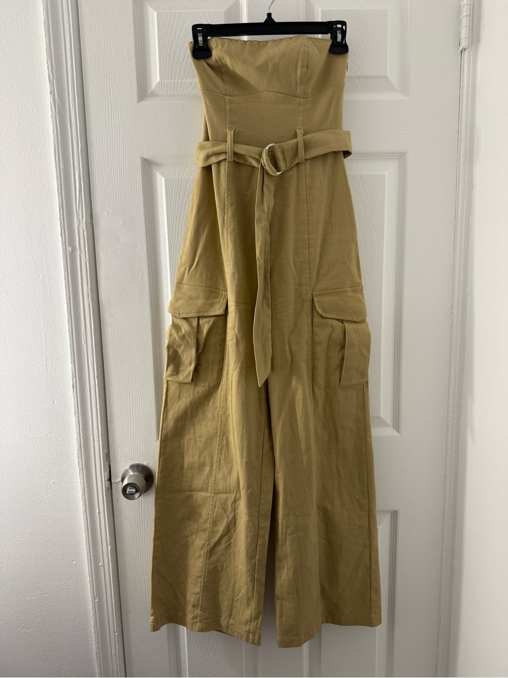Strapless Wide-Leg Jumpsuit with Belt